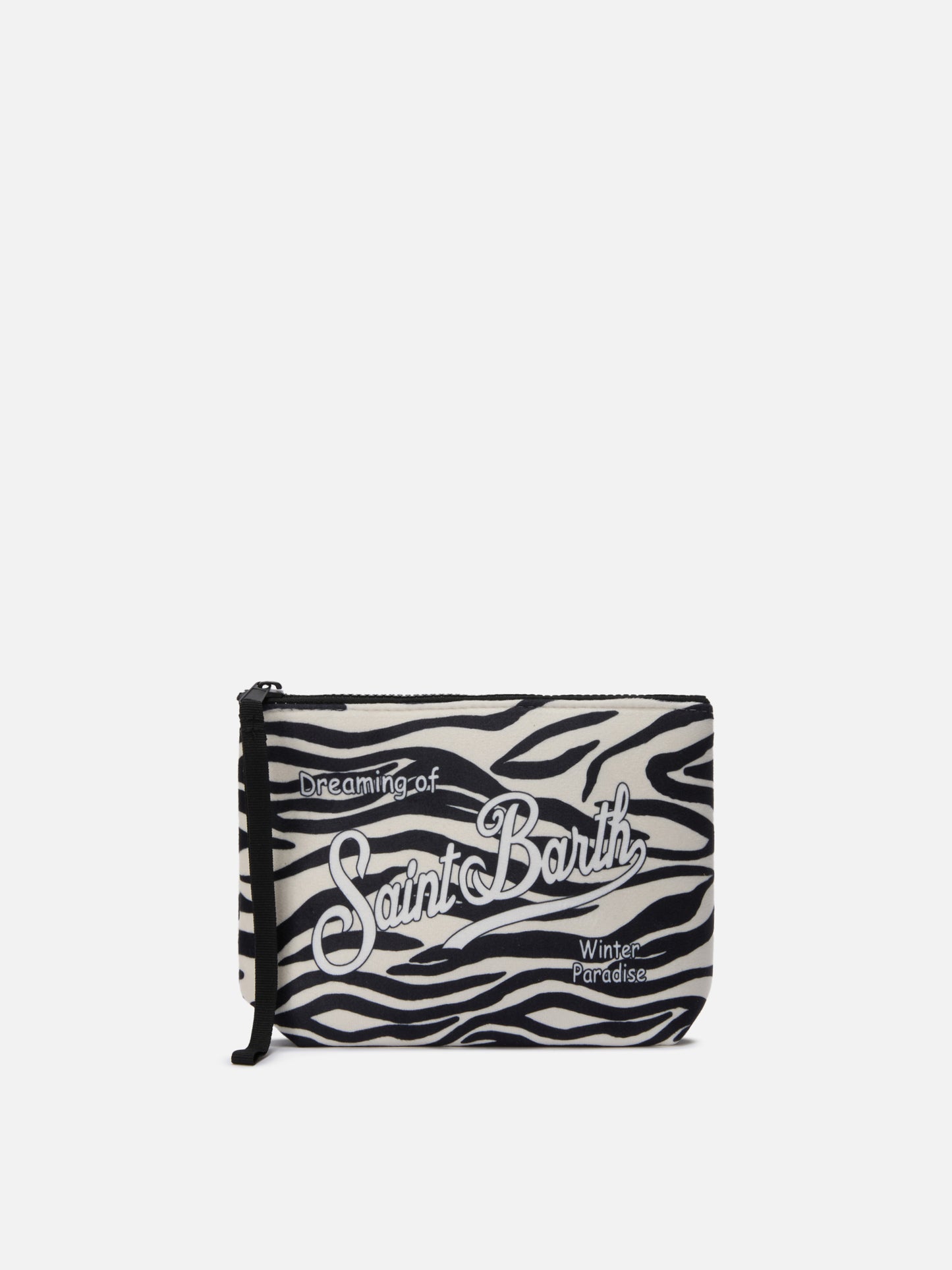 Aline Pouch in wool-effect fabric with zebra print