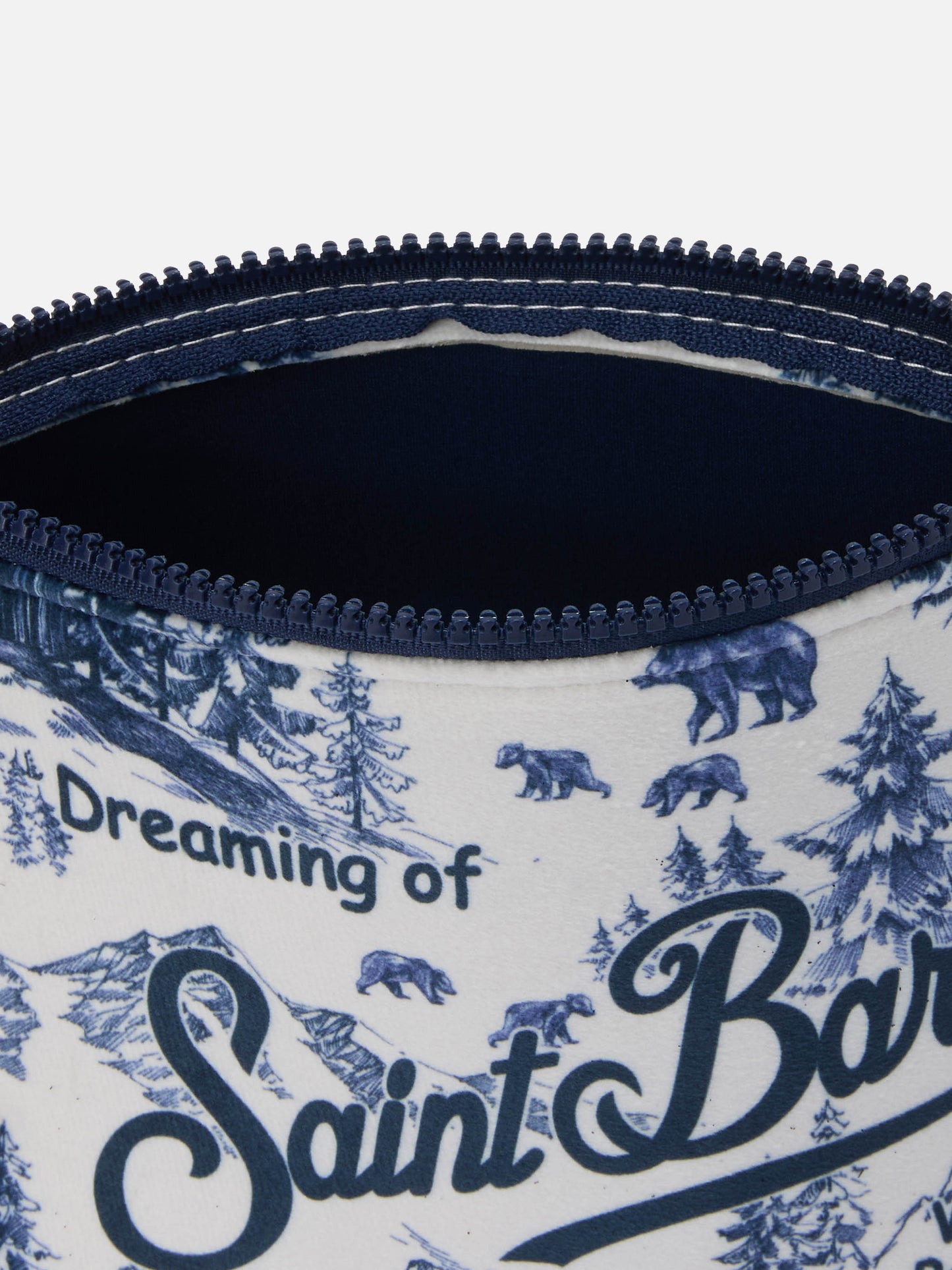 Pochette Aline effetto lana con stampa toile de jouy