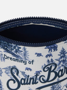 Pochette Aline effetto lana con stampa toile de jouy