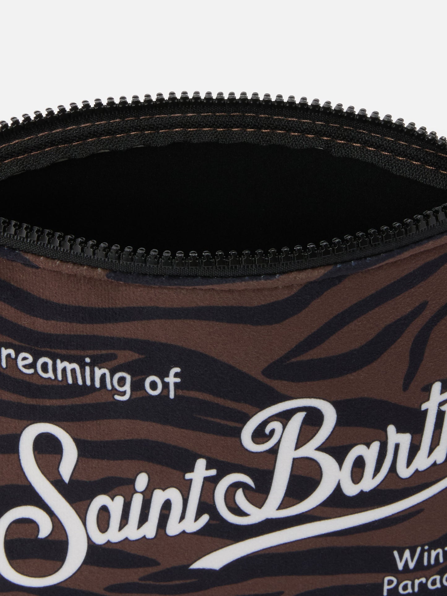 Aline Pouch in wool-effect fabric with zebra print