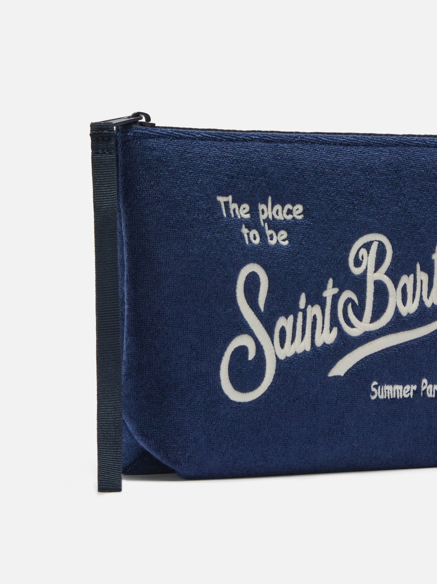 Aline navyblaue Pouch in Frottee-Optik