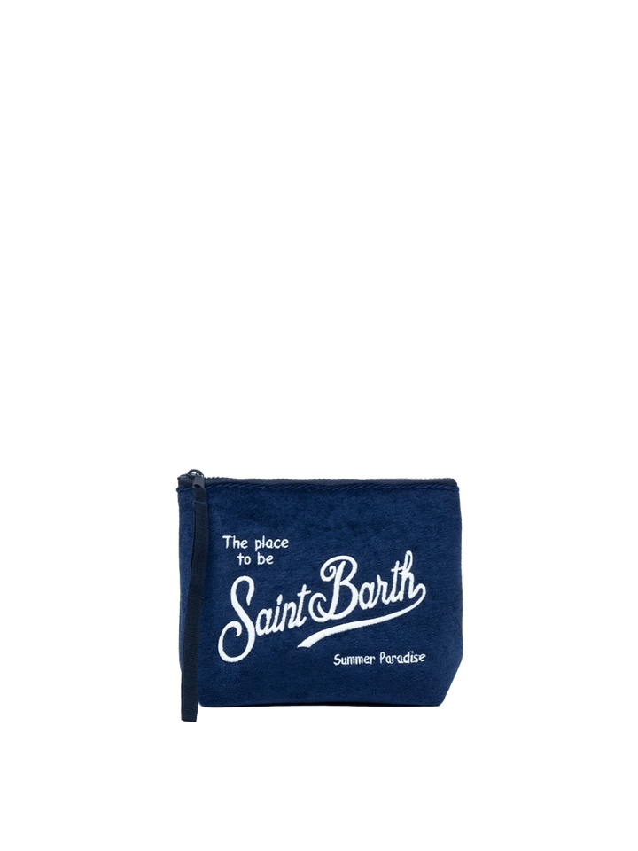 Aline marineblaue Pochette aus geprägtem Frottee