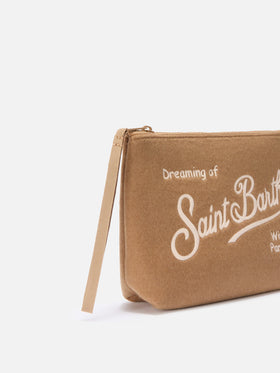 Aline Felt Pouch in camel wool blend