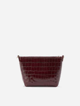 Aline Shoulder Bag in crocodile-print bordeaux leather