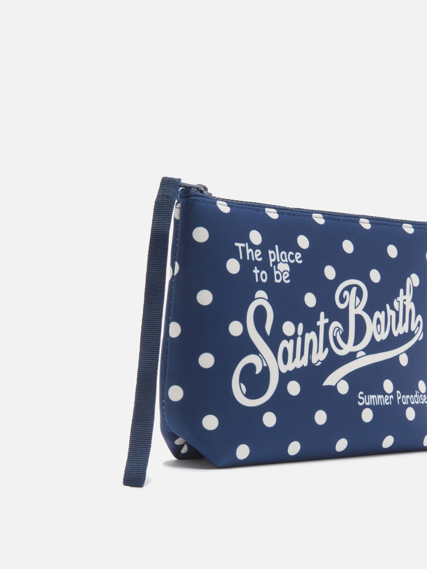 Aline Scuba-Pouch mit blauem Polka-Dot-Print