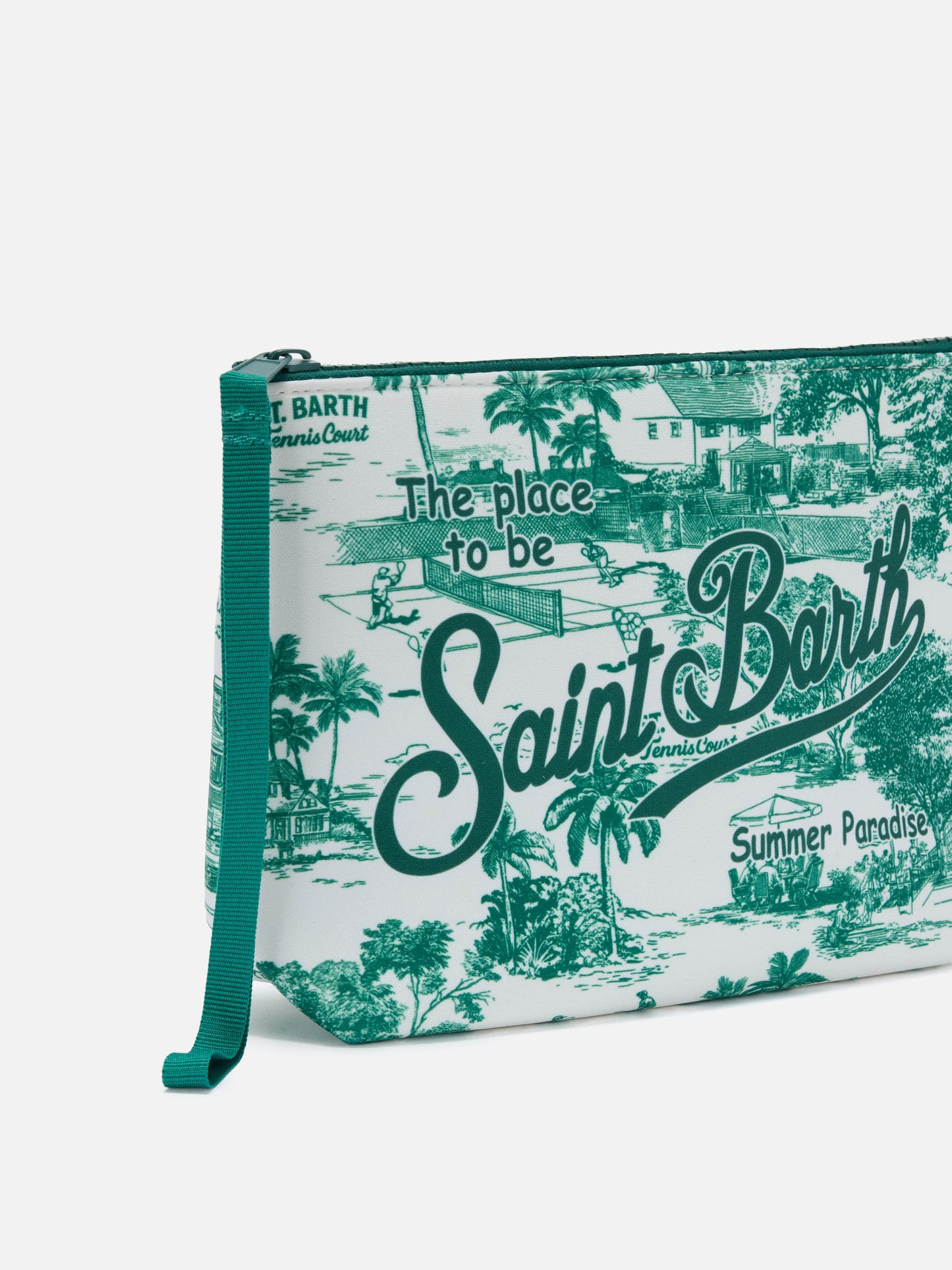 Aline Scuba-Pouch mit Toile de Jouy Tennis-Print