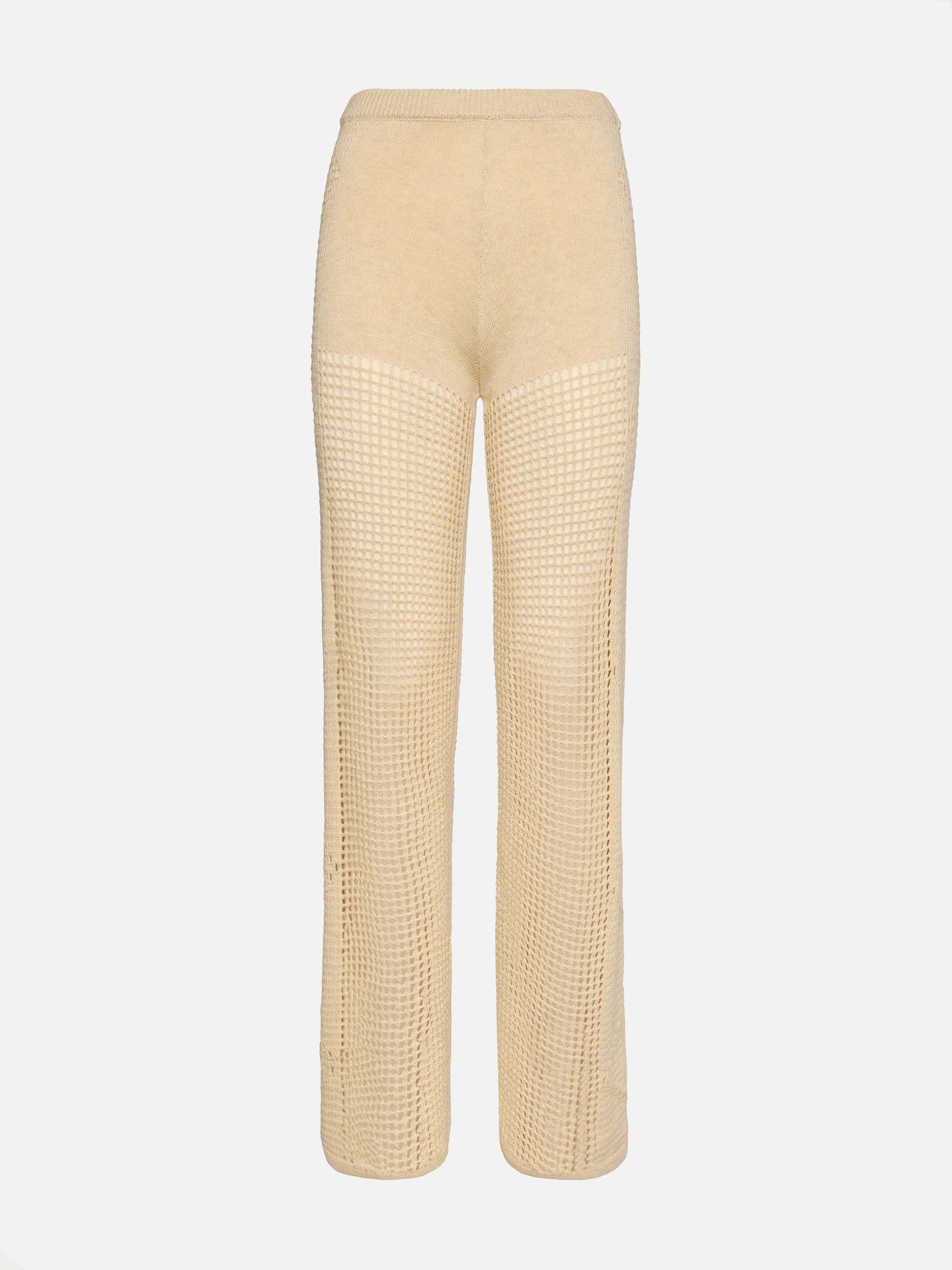 Alva beige crochet flared pants - MC2 Saint Barth