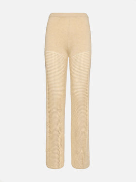 Alva beige crochet flared pants - MC2 Saint Barth