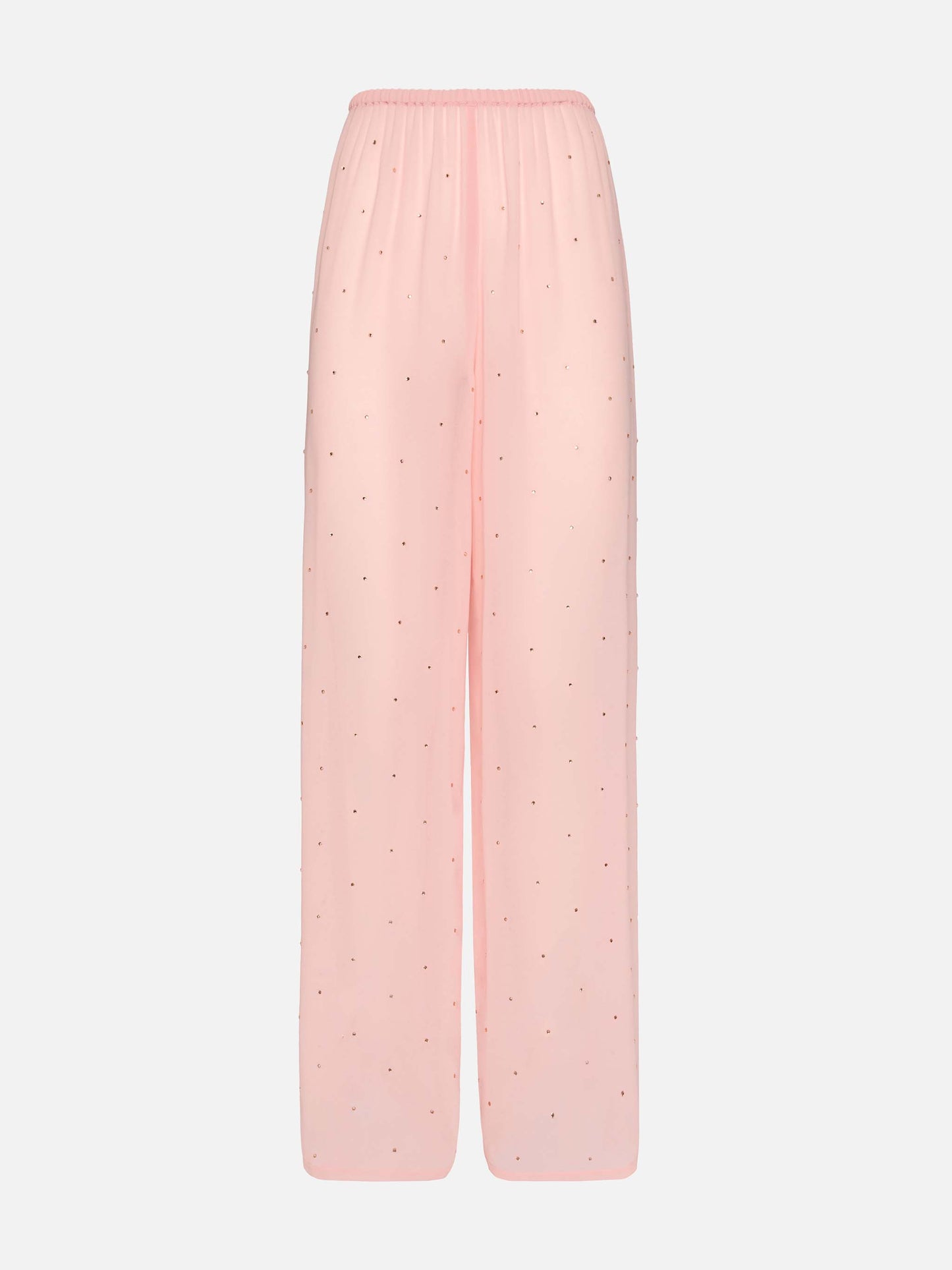 Amalia pink wide-leg georgette trousers with rhinestone embellishment - MC2 Saint Barth