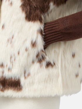 Ambre faux-fur gilet with cow print