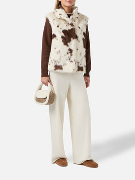 Ambre faux-fur gilet with cow print