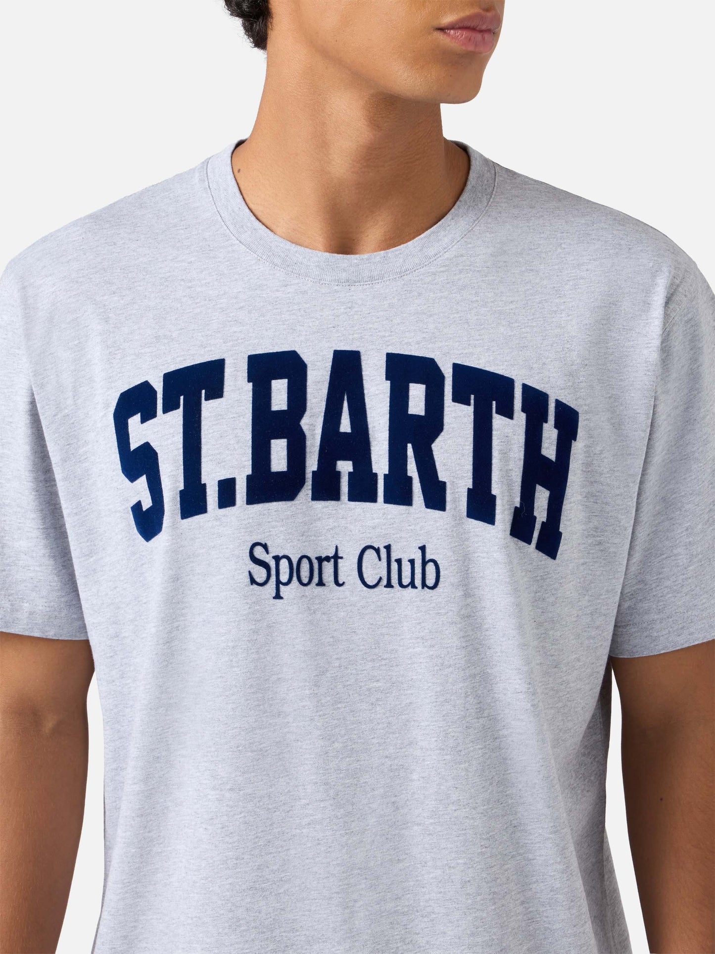 T-shirt Arnott in cotone blu con stampa flock  St. Barth Sport Club