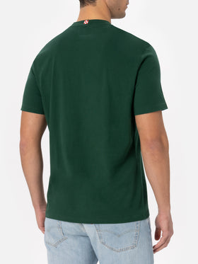 Man British green heavy cotton t-shirt Arnott with St. Barth embroidery - MC2 Saint Barth