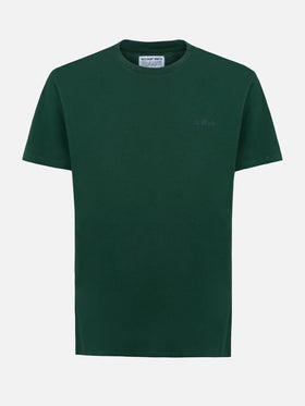 Man British green heavy cotton t-shirt Arnott with St. Barth embroidery - MC2 Saint Barth