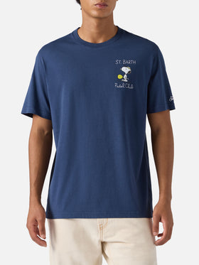 Arnott cotton T-shirt in blue with Snoopy Padel Club embroidery | PEANUTS SPECIAL EDITION
