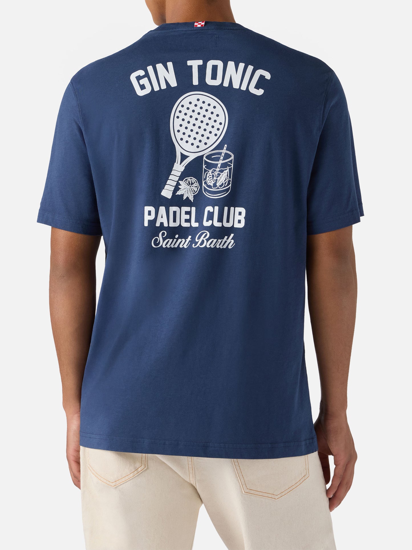 Arnott cotton T-shirt in blue with Gin Tonic Padel Club print