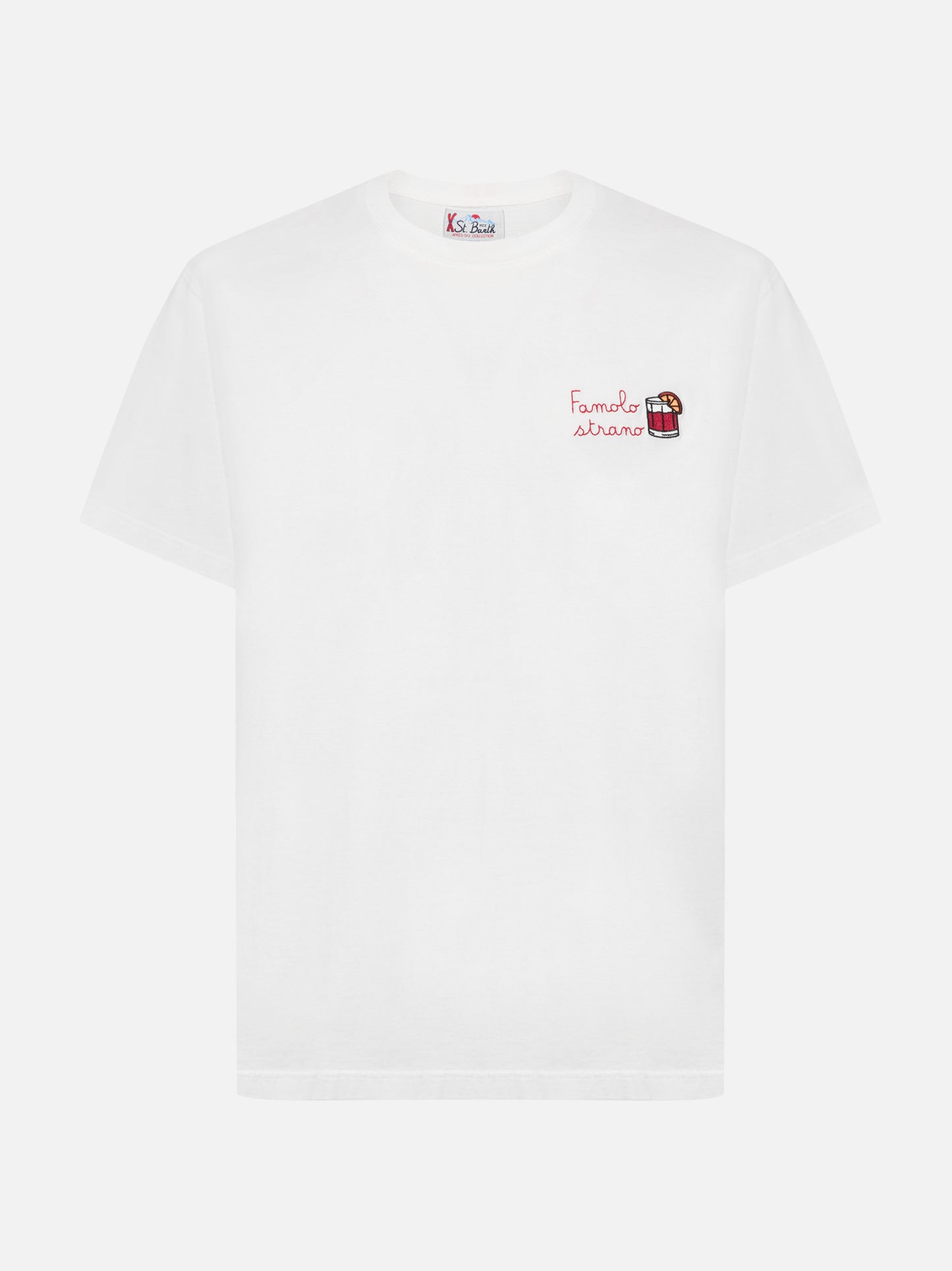 T-shirt en coton Arnott blanc avec broderie Famolo Strano