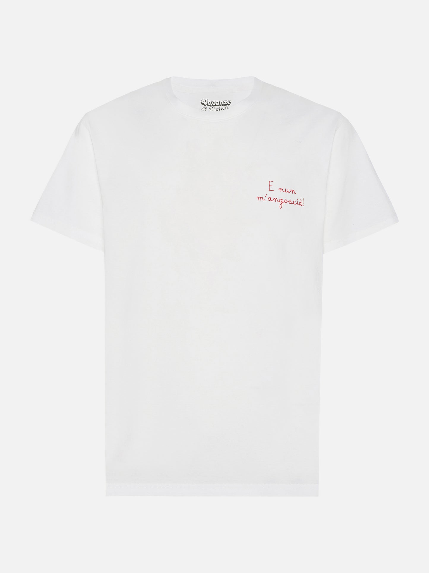 T-shirt Arnott Warm in cotone invernale bianco con ricamo E nun m'angoscià | VACANZE DI NATALE SPECIAL EDITION