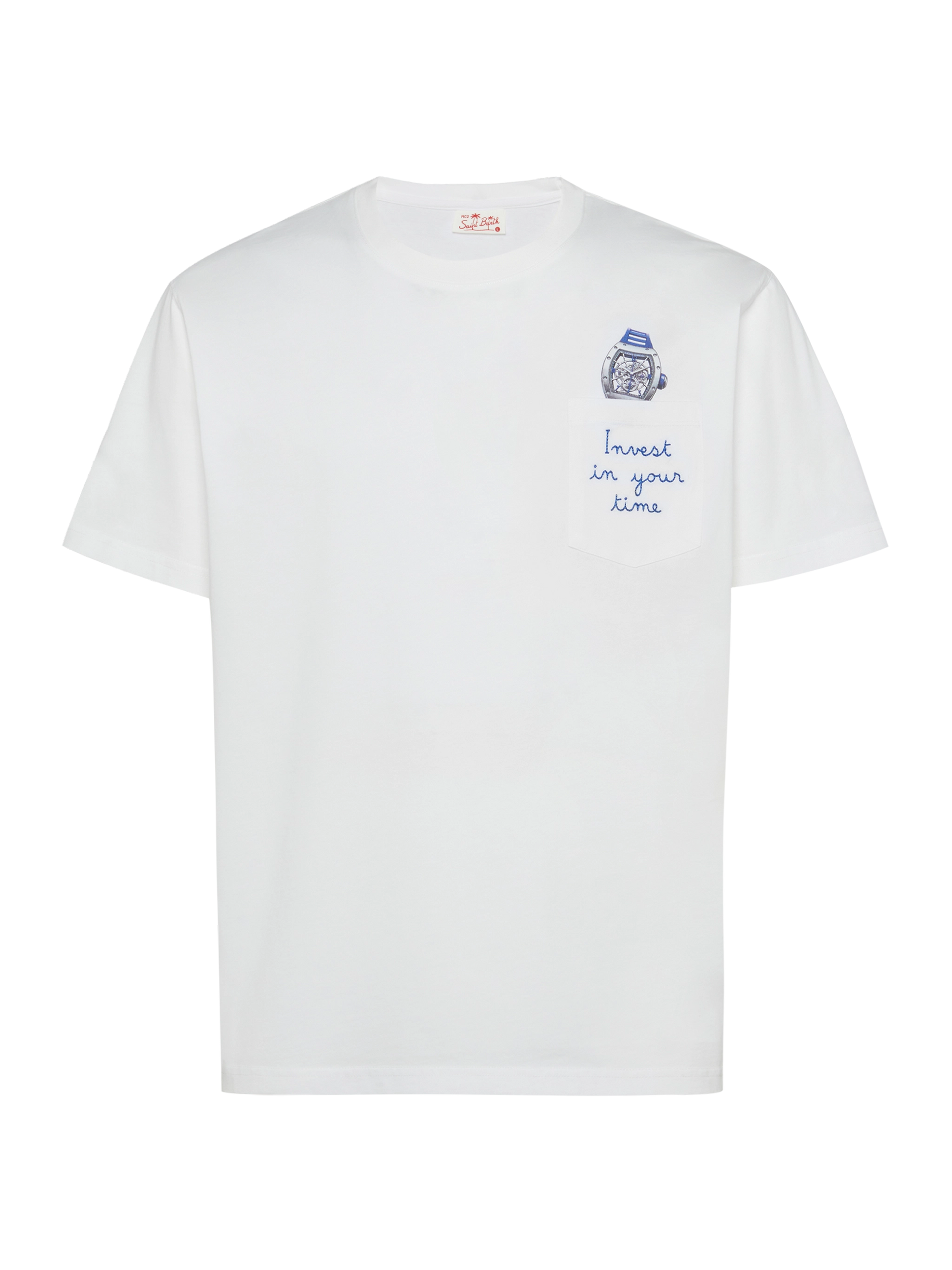 Cotton t-shirt Austin with embroidery and watch print - MC2 Saint Barth