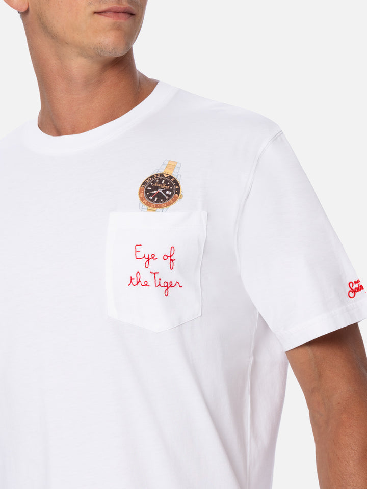 Cotton t-shirt Austin with embroidery and watch print - MC2 Saint Barth