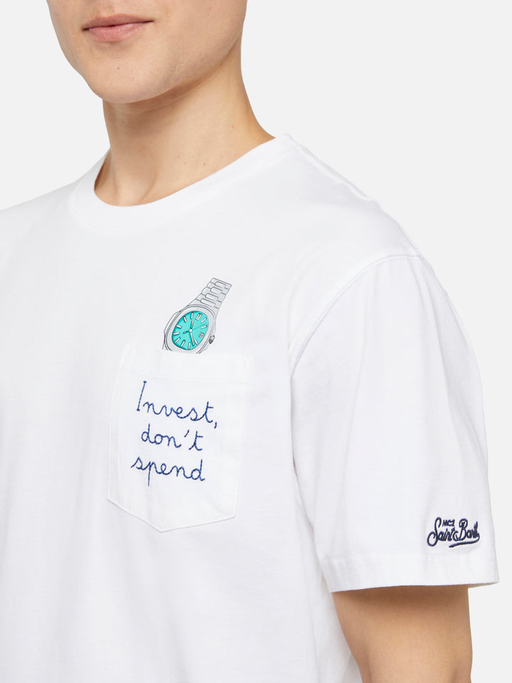 Baumwoll-T-Shirt Austin mit Stickerei und Uhrendruck