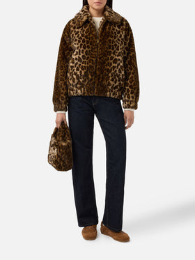 Aveline faux-fur jacket with leopard print
