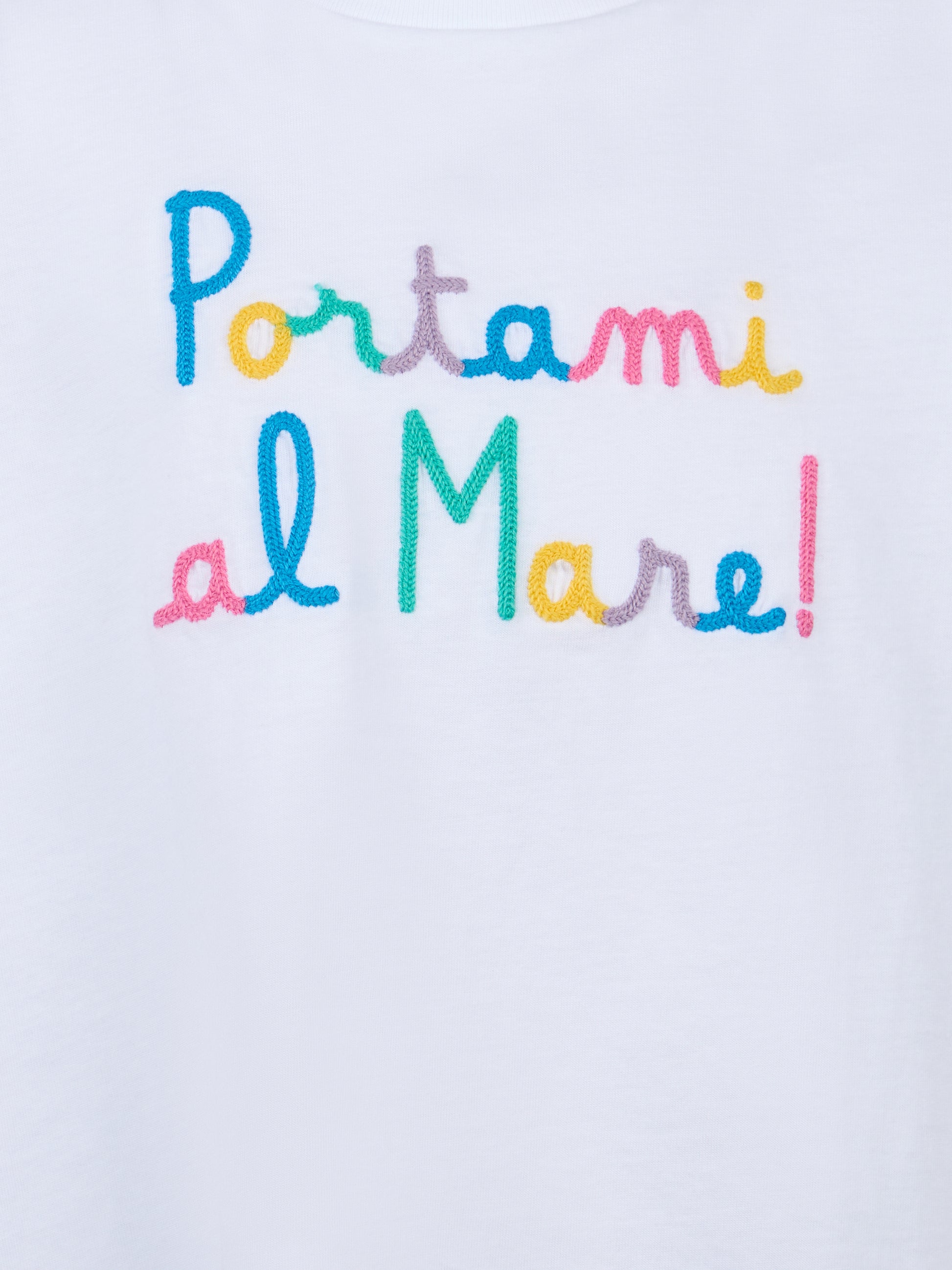 Girl cotton t-shirt with flounce and embroidery - MC2 Saint Barth