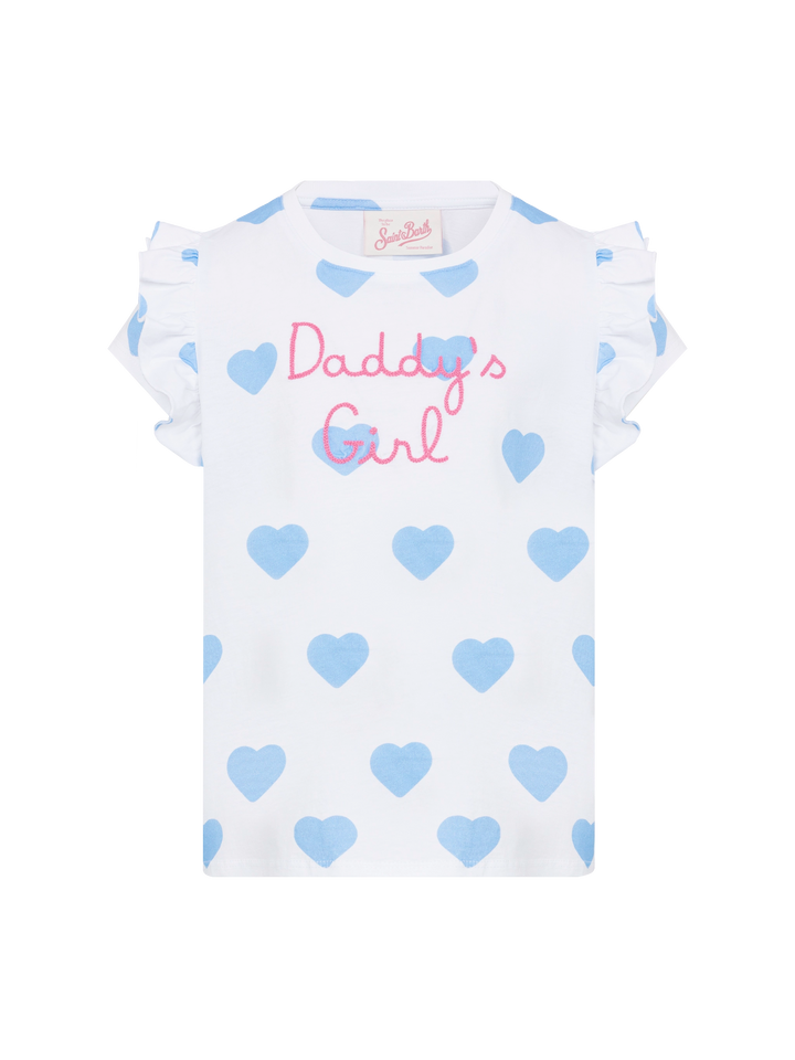 Cotton t-shirt Baby with flounce and Daddy's girl embroidery