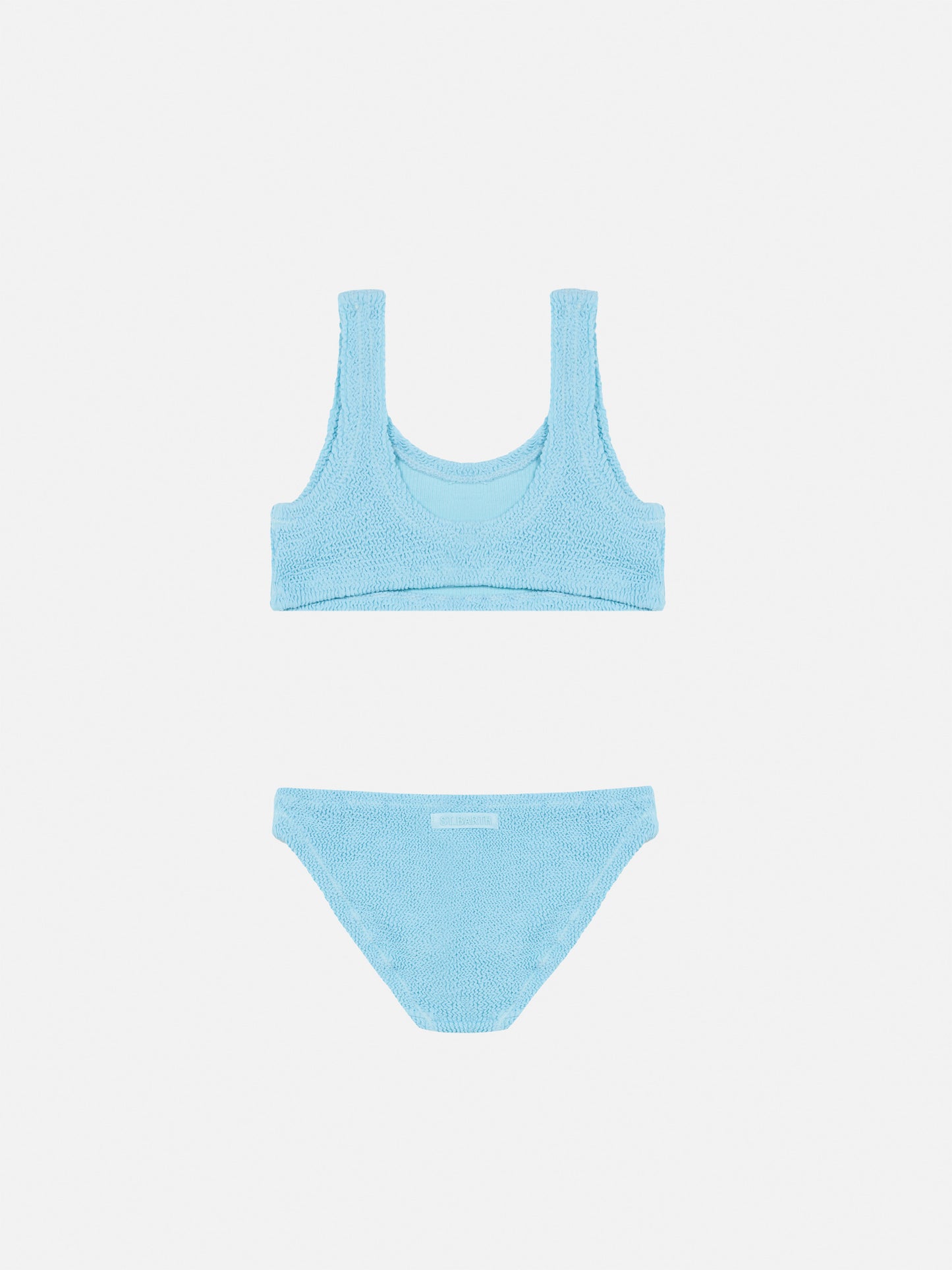 Hellblauer Crinkle-Bralette-Bikini Baker