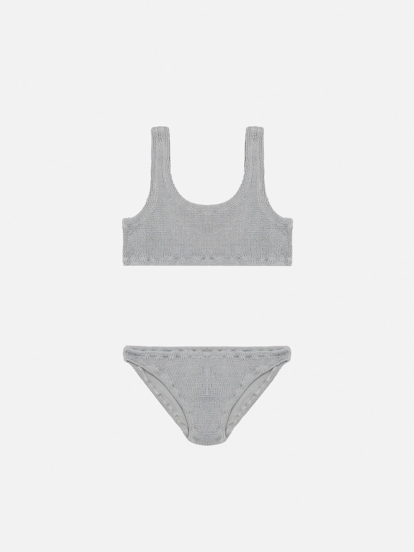 Silberner Lurex Crinkle-Bralette-Bikini Baker im klassischen Crinkle-Look