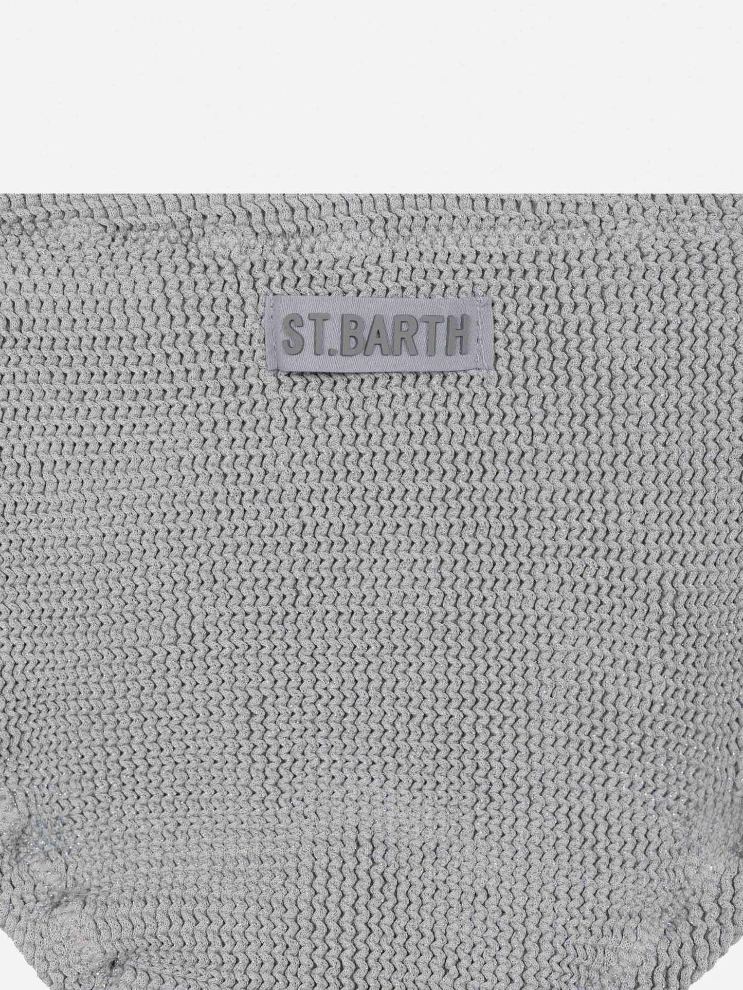 Silberner Lurex Crinkle-Bralette-Bikini Baker im klassischen Crinkle-Look