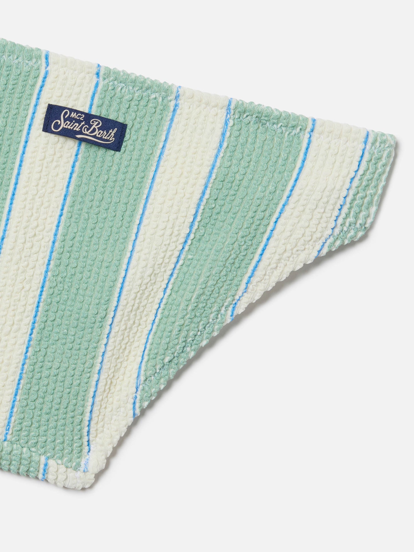 Bikini Baker en tissu crinkle à rayures vertes et crème