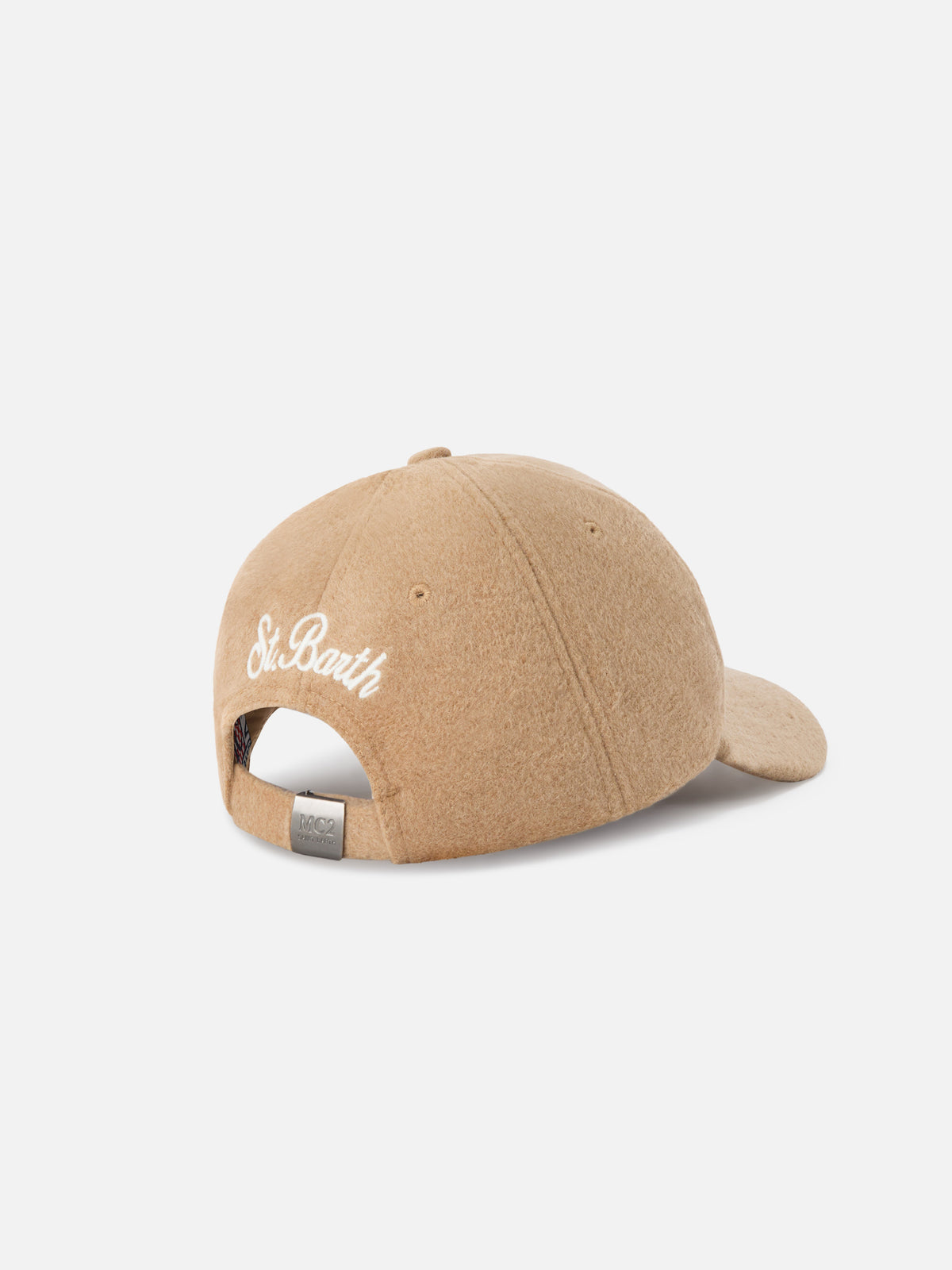 Casquette en feutre Beige Baseball avec paysage de montagne brodé