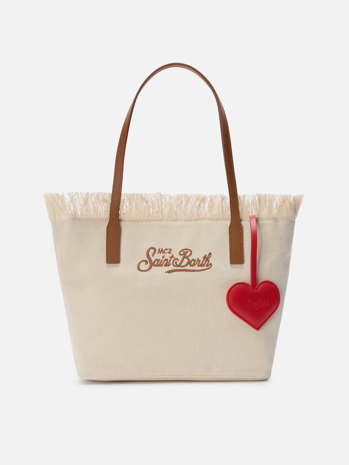 Bag charm a forma di cuore in pelle liscia con logo impresso