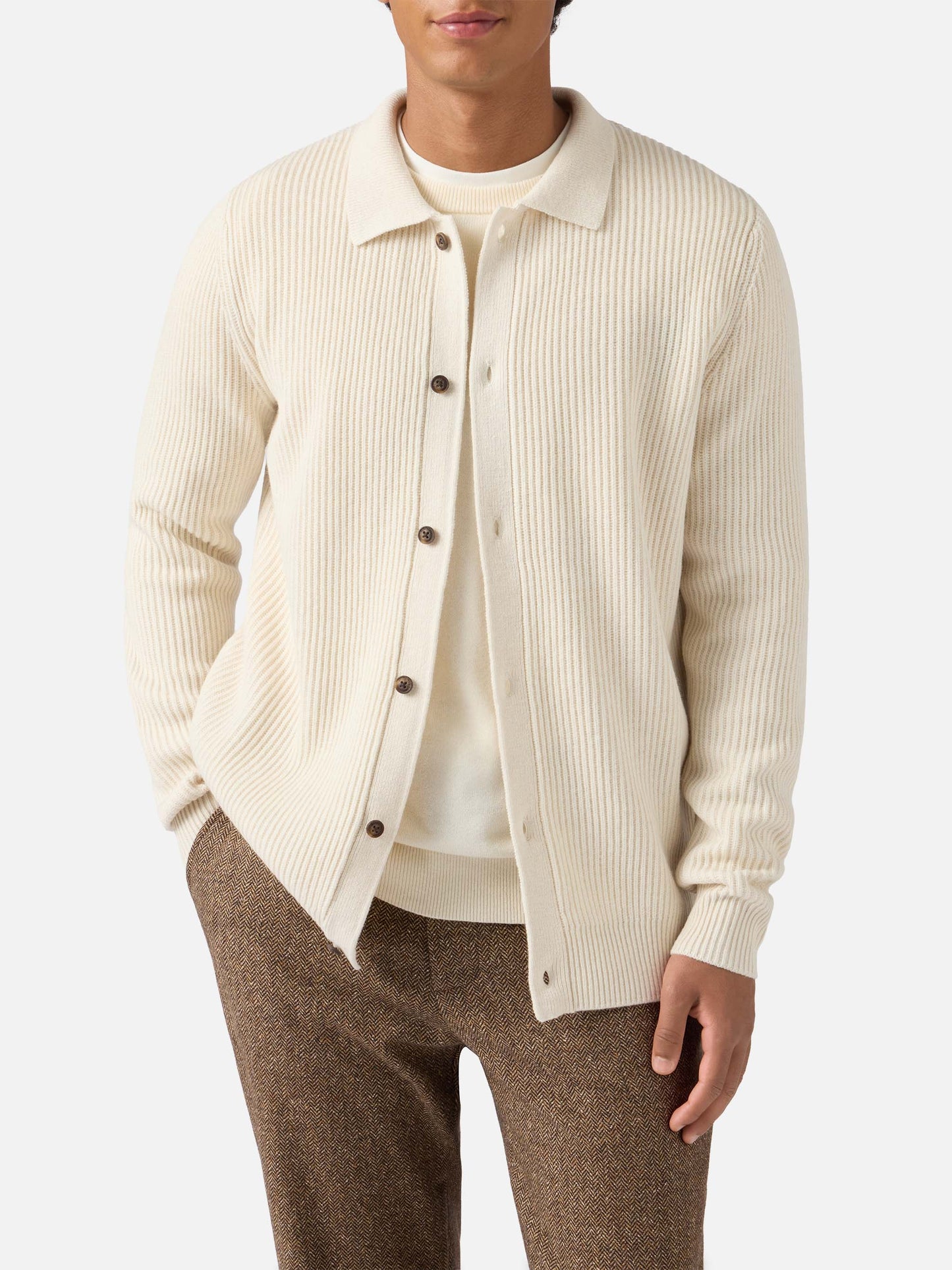 Cardigan Bolton bianco in pura lana