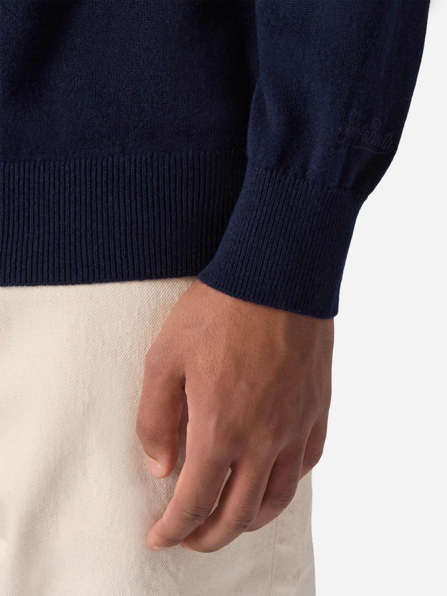 Dolcevita Bond in lana merino e cashmere blu notte