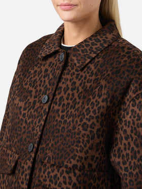 Bonnibell cropped jacket in double fabric with leopard print