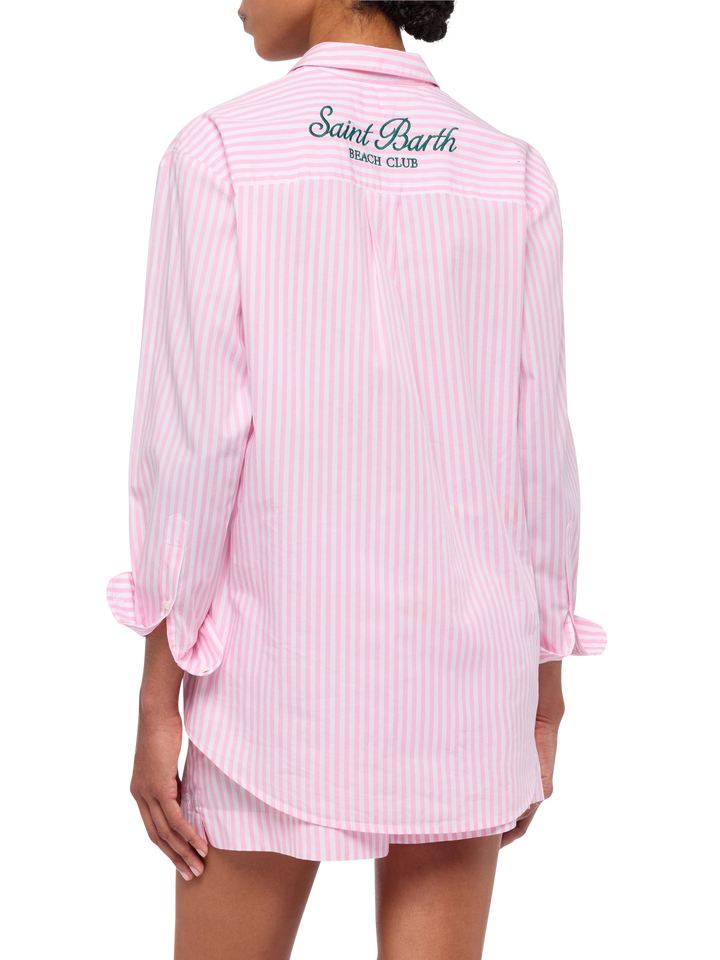 Brigitte striped-print cotton shirt with Saint Barth beach club embroidery - MC2 Saint Barth