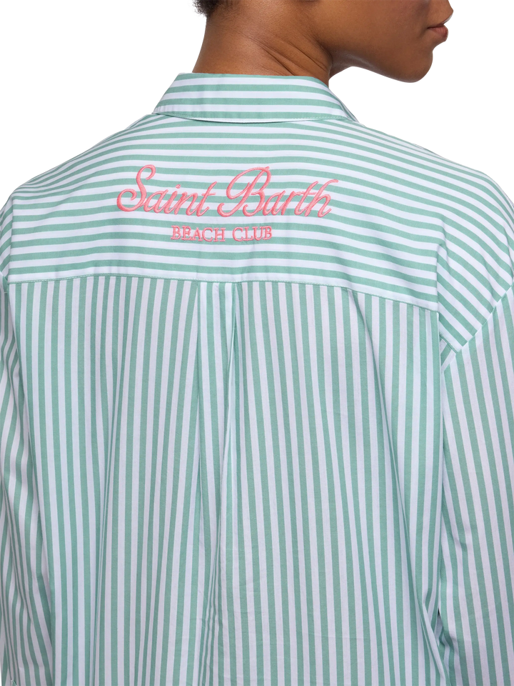 Brigitte striped-print cotton shirt with Saint Barth beach club embroidery - MC2 Saint Barth