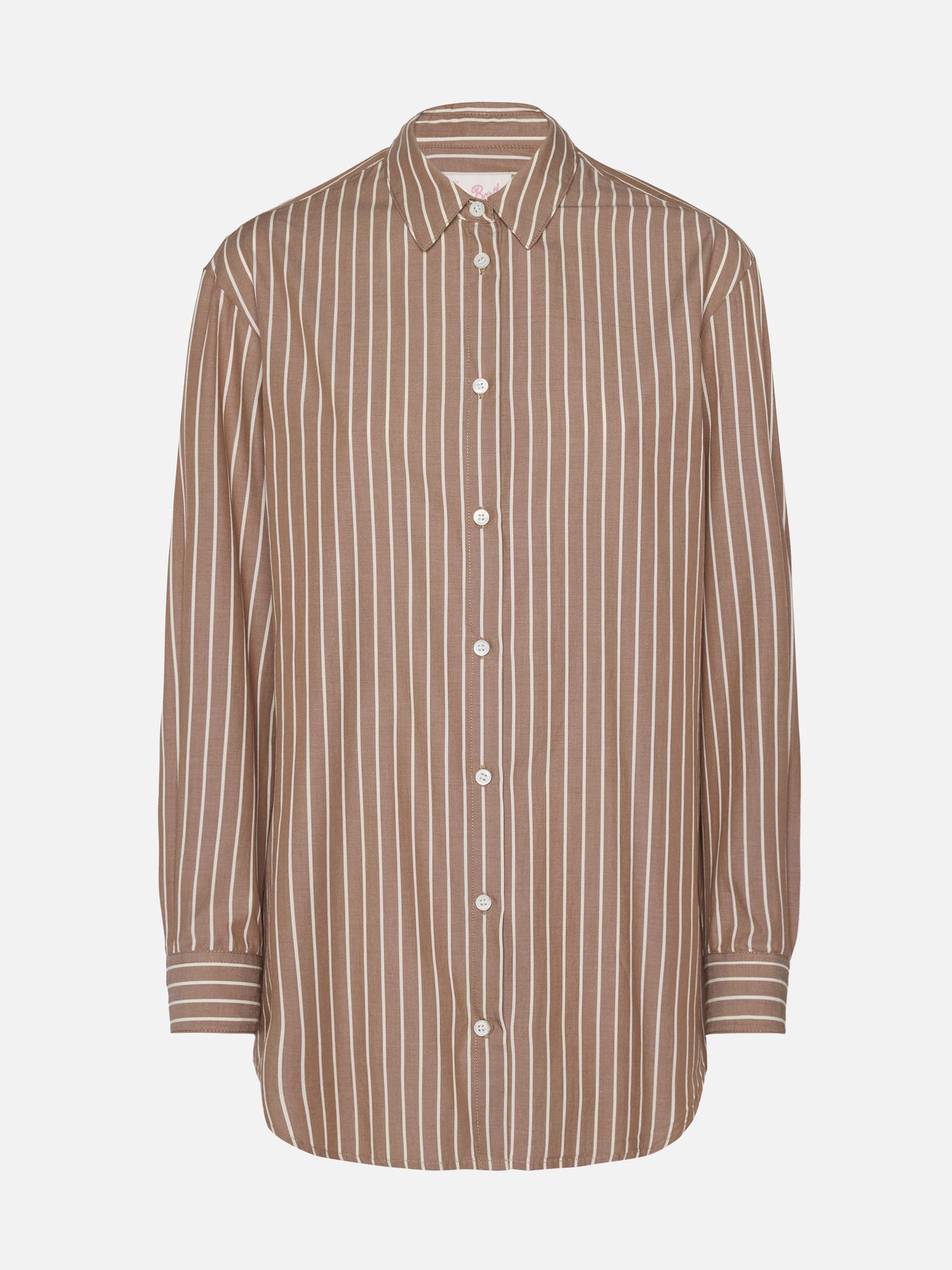 Brigitte striped-print cotton shirt with Saint Barth beach club embroidery