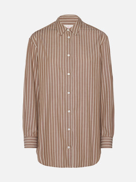 Brigitte striped-print cotton shirt with Saint Barth beach club embroidery