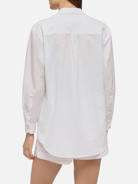 Brigitte white seersucker shirt with Saint Barth embroidery - MC2 Saint Barth