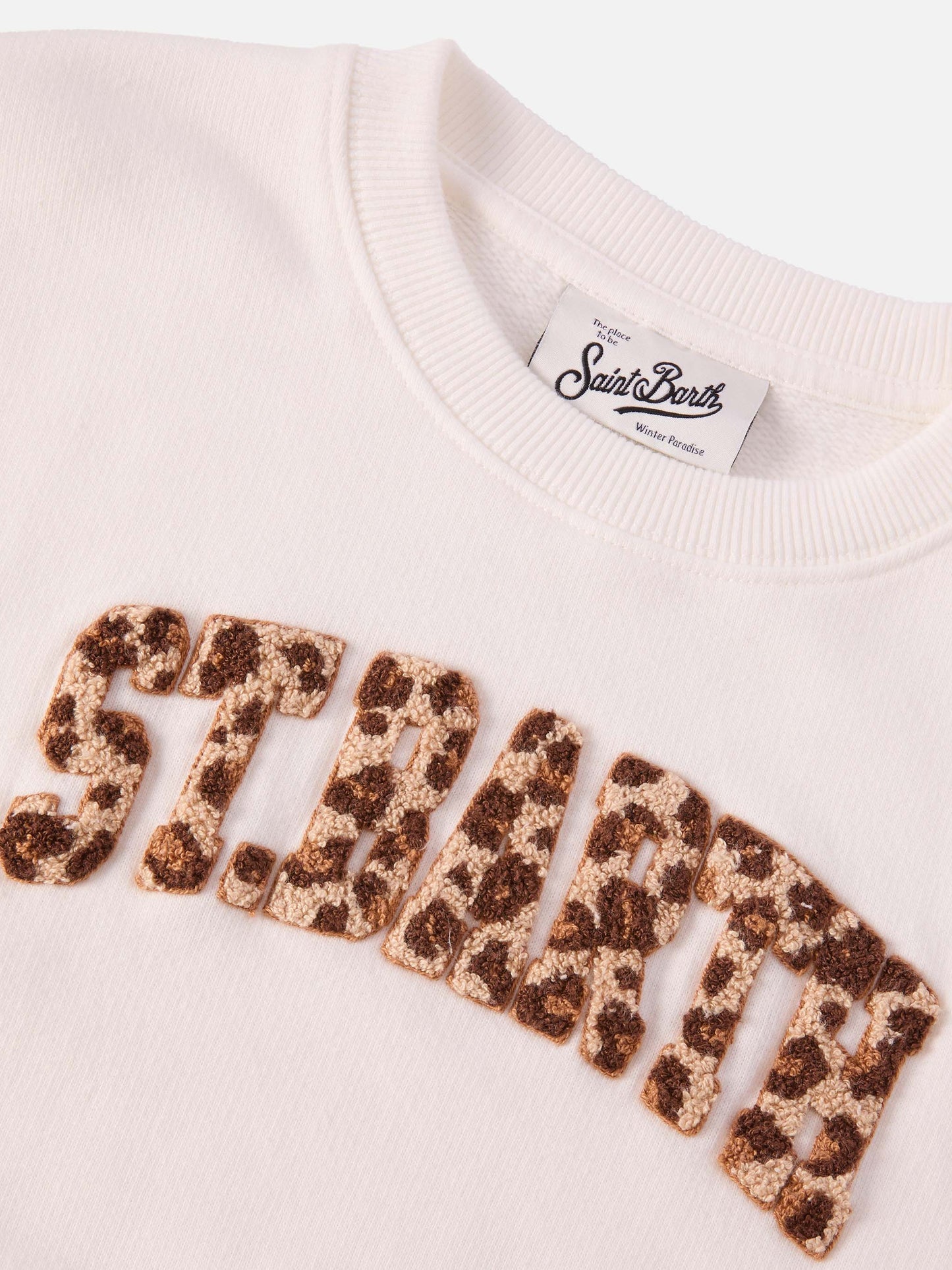 Briony crewneck sweatshirt in leopard-print white terry