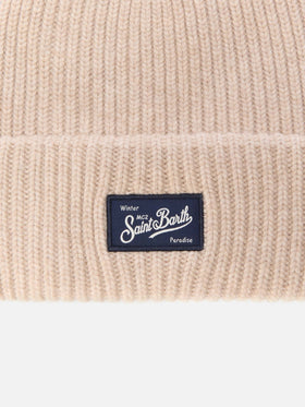Berry W ribbed cashmere-blend beanie in beige