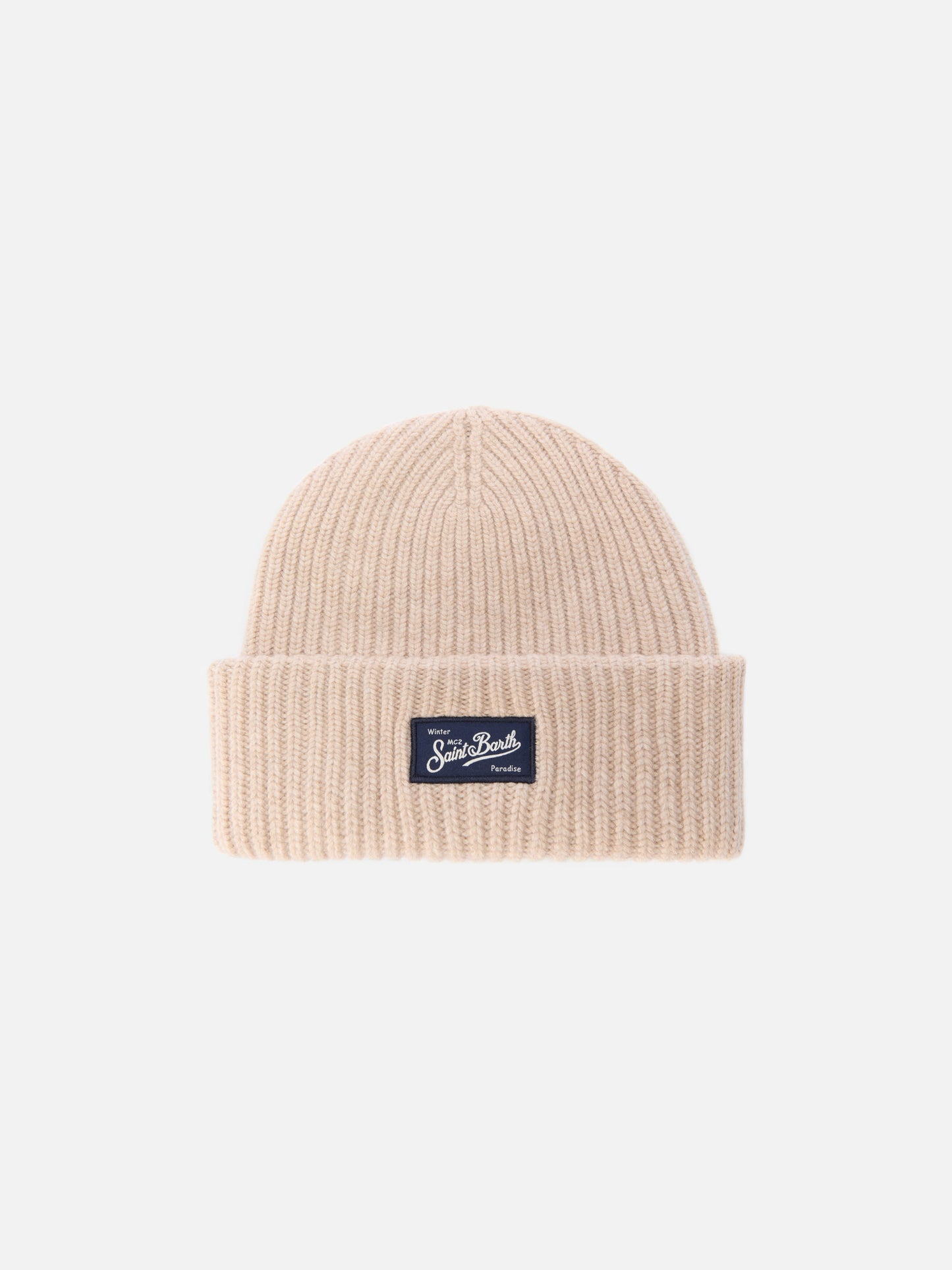 Berretto Berry W a coste in misto cashmere beige