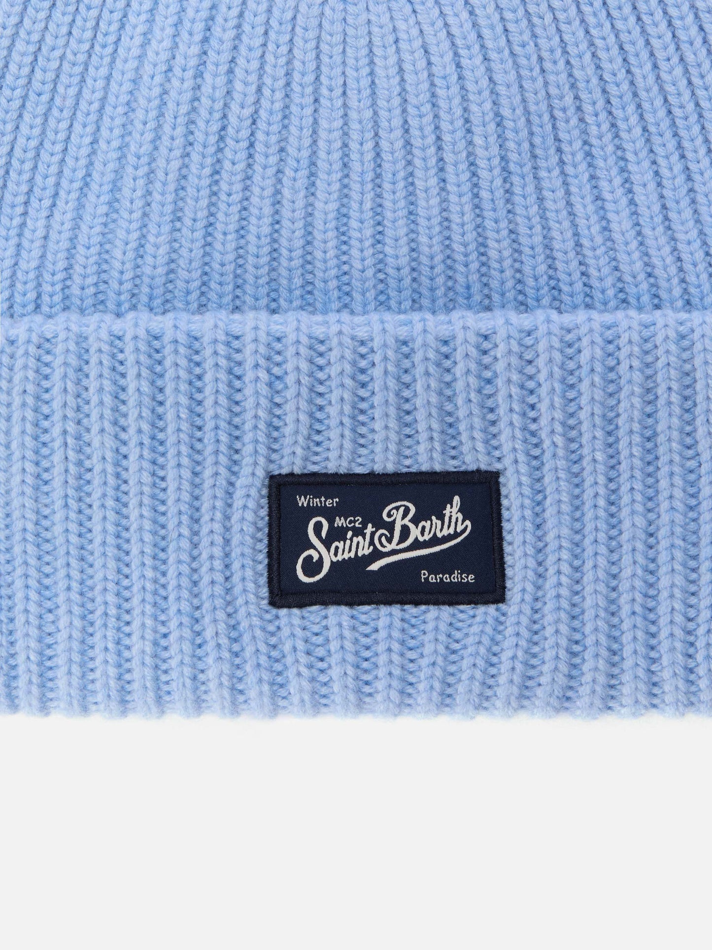 Berry W ribbed cashmere-blend beanie in light blue