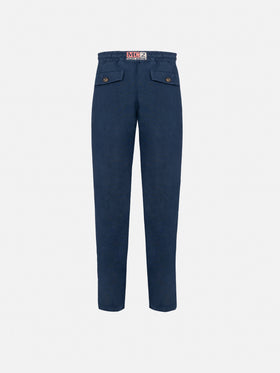 Calais Jr navy blue linen pants with drawstring - MC2 Saint Barth