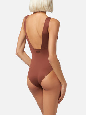 Calliope heat-sealed brown one-piece swimsuit