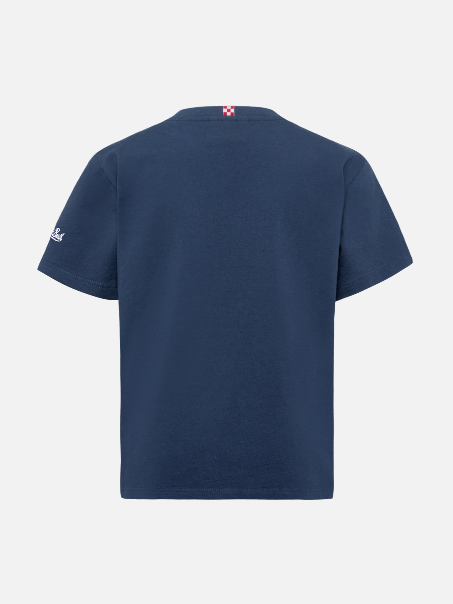 T-shirt Cameron in cotone blu con ricamo Raga volo