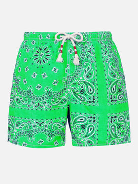 Man swim shorts with green bandanna print - MC2 Saint Barth